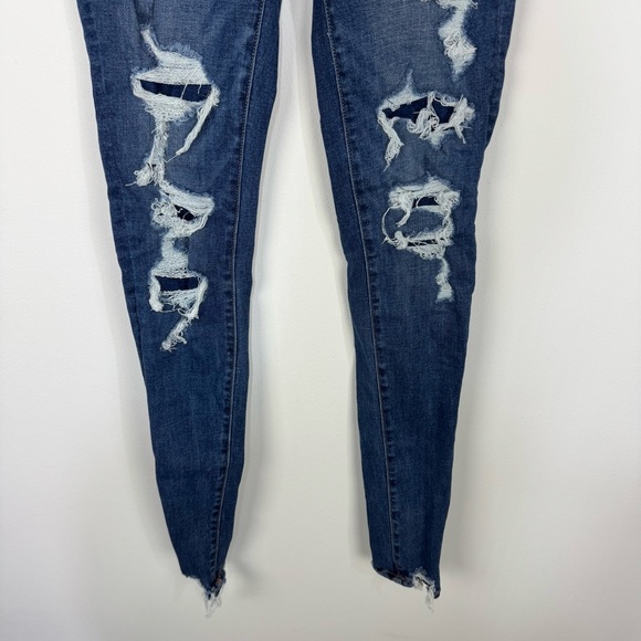 American Eagle Super Hi Rise Jegging Distressed Ripped Skinny Jeans Casual Denim - Picture 5 of 8